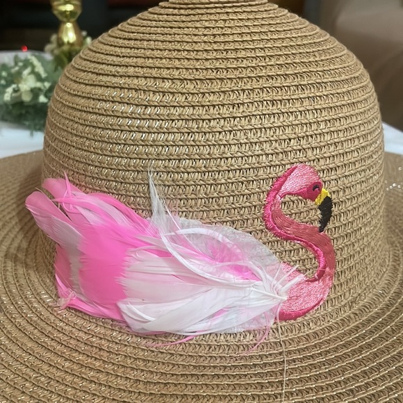 Summer Hat & Scarf Set, Flamingo Themed, Color: light green/hot pink - Picture 11 of 15